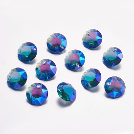Faceted Glass Rhinestone Charms, Imitation Austrian Crystal, Flat Round