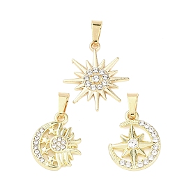 3шт. комплекты подвесок из сплава с кристаллами и стразами, Вс & луна, с 201 защелкой из нержавеющей стали на поручнях