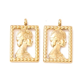 304 подвески из нержавеющей стали, вакуумное покрытие pvd, прямоугольник с женским узором