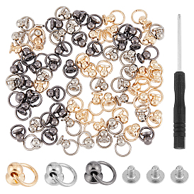 75 наборы 3 цвета цинковый сплав шариковые заклепки, чехол для телефона своими руками, кожаный ремень, сумочка, аксессуары для кошельков, с железным винтом и переходными кольцами и железной отверткой из ПК.