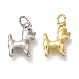 Rack Plating Brass Pendants, Cadmium Free & Lead Free, Long-Lasting Plated, Dog Charms