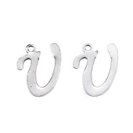 304 Stainless Steel Letter Charms, Letter.U