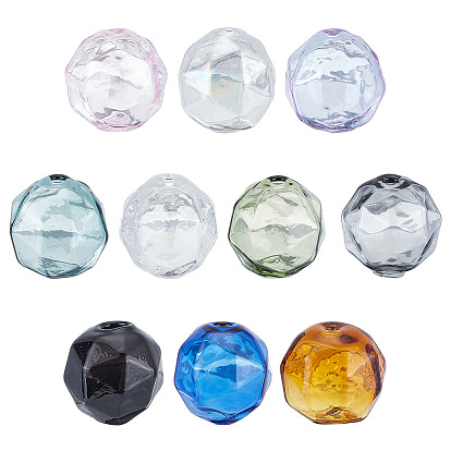 10шт 10 цвета прозрачные бусины из выдувного стекла ручной работы, граненые, круглые, для поделки бутылка желаний кулон стеклянные бусины