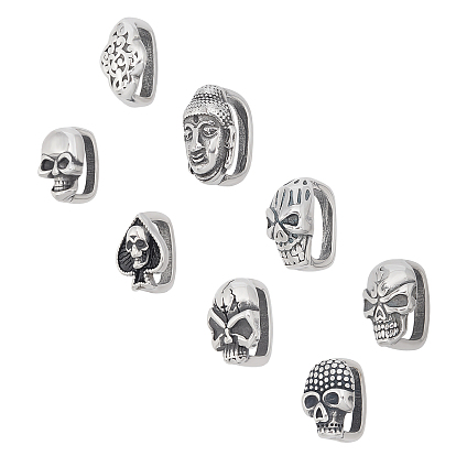 8Pcs 8 Style 304 Stainless Steel Slide Charms, Mixed Shapes