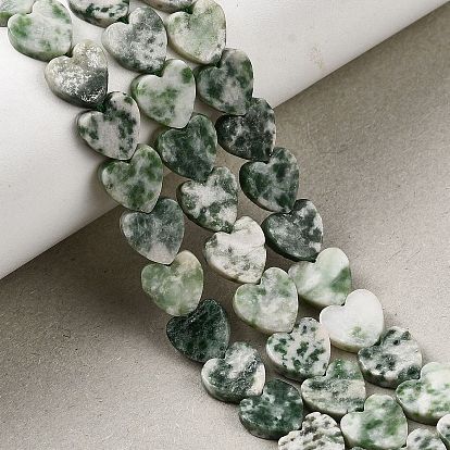Натуральные зеленые пятна яшмовых нитей, сердце