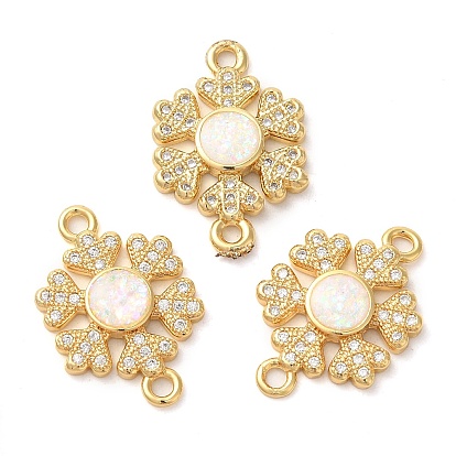 Покрытие стойки латунь микро-паве прозрачный кубический цирконий звенья в виде снежинки соединительные подвески, с синтетическим опалом, долговечный, без свинца и без кадмия