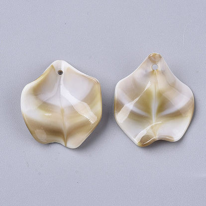 Acrylic Pendants, Imitation Gemstone Style, Leaf