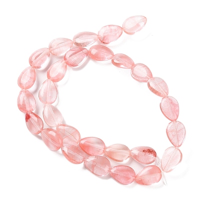 Cherry Quartz Glass Beads Strands, Flat Teardrop