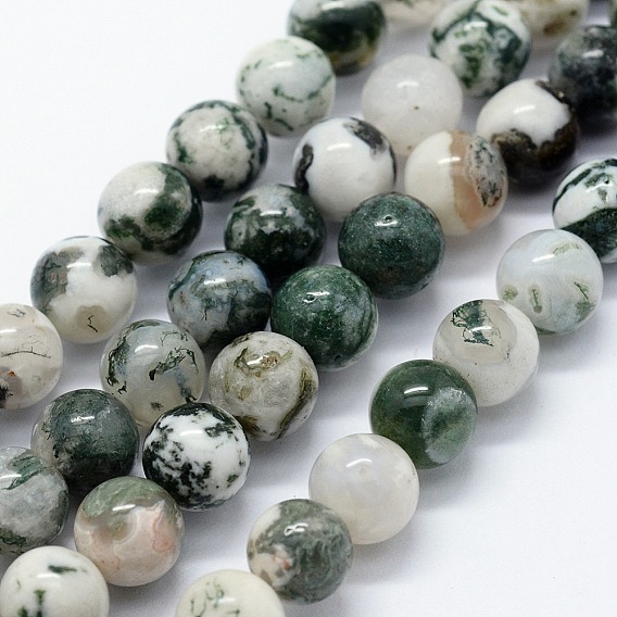 Natural Tree Agate Beads Strands, Round