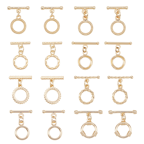 16 шт. 8 стили стойки с латунными застежками-переключателями, долговечный, кольцо смешанной формы