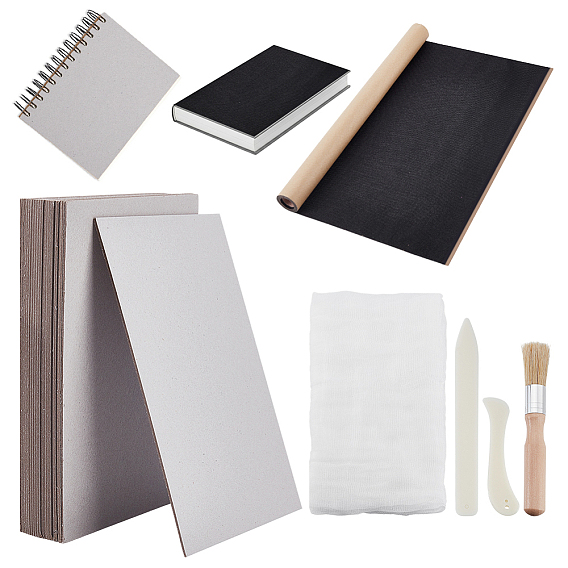 Наборы принадлежностей для переплета, включая самоклеящуюся льняную ткань, хлопчатобумажная ткань, Нож для вскрытия писем из АБС-пластика, древесная щетина, крафт-бумага, книжный картон