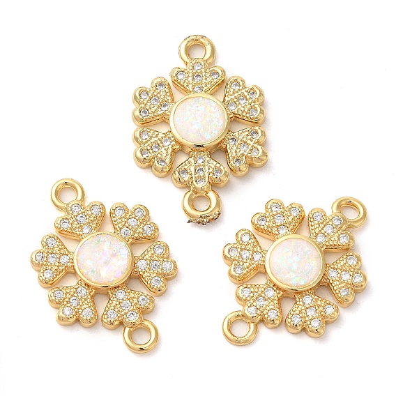 Покрытие стойки латунь микро-паве прозрачный кубический цирконий звенья в виде снежинки соединительные подвески, с синтетическим опалом, долговечный, без свинца и без кадмия