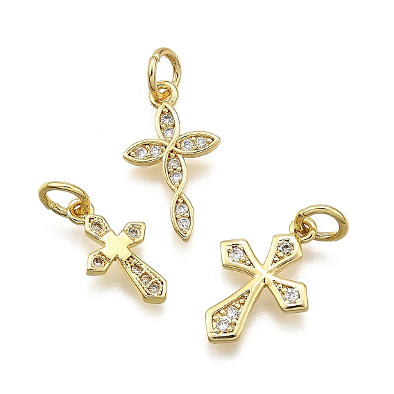 Латунные микро проложить кубического циркония подвески, крестик, долговечный, без свинца и без кадмия, с целью перехода в кольце