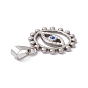304 Stainless Steel Pendants, with Sapphire Rhinestone, Ring with Horse Eye