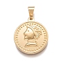 304 Stainless Steel Pendants, Flat Round with Human