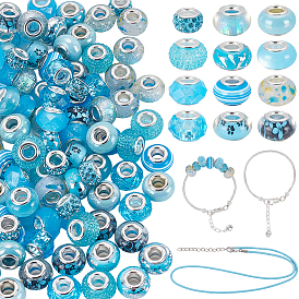 DIY Jewelry Making Kits, including Brass Style Bracelet Making, Waxed Cord Necklace Making, Resin Beads and Polymer Clay Rhinestone Beads