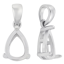 2 шт. подвески из стерлингового серебра с родиевым покрытием, кабошоны, слеза, с печатью 925