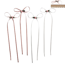 600Pcs 2 Colors Bowknot Polyester Ribbon Alligator Hair Clips, with Iron Clips, for Women Girls