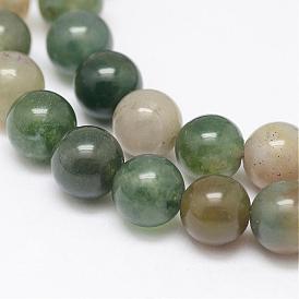 Natural Moss Agate Beads Strands, Round, Grad A
