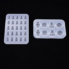 DIY Bear/Candy Cabochon Silicone Molds, Resin Casting Molds, for UV Resin, Epoxy Resin Craft Makings