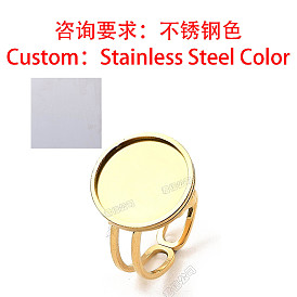 304 Stainless Steel Adjustable Ring Components, Round Pad Ring Settings
