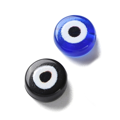 Непрозрачные акриловые бусины, плоские круглые с сглаза