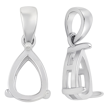 2 шт. подвески из стерлингового серебра с родиевым покрытием, кабошоны, слеза, с печатью 925