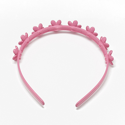 Plastic Hair Bands, with Rhinestones, Flower