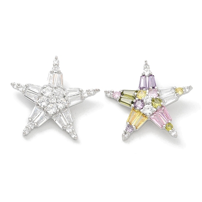 Стойка гальванопокрытие латунные кнопки с микропаве из кубического циркония, долговечный, без свинца и без кадмия, звезда, платина, 1-луночное