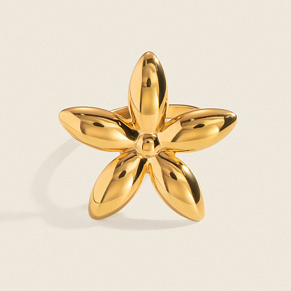 Цветок 304 Открытые кольца-манжеты из нержавеющей стали для женщин