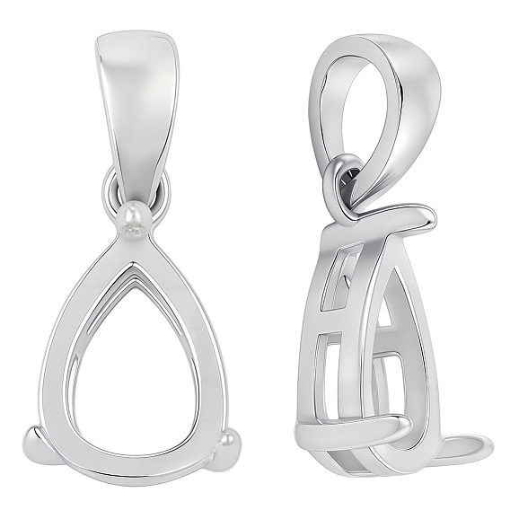 2 шт. подвески из стерлингового серебра с родиевым покрытием, кабошоны, слеза, с печатью 925