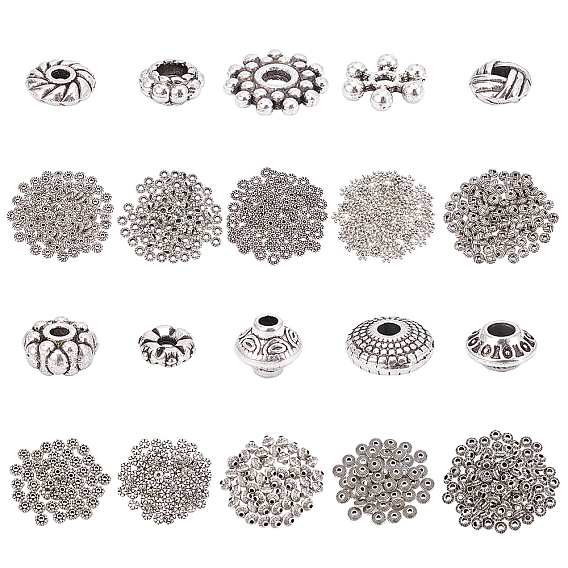 Alliage de perles d'entretoise de style tibétain, formes mixtes