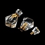 Pendentifs de bouteille de parfum en cristal de quartz naturel, avec les accessoires en acier inoxydable de ton d'or, breloque diffuseur d'huiles essentielles, pour la fabrication de bijoux
