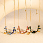 Colliers pour femmes composés de perles rondelles en pierre naturelle et de pendentifs en forme d'étoile en acier inoxydable émaillé., or