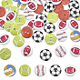 2 Bags 2-Holes Wood Buttons, Flat Round, Sports Theme