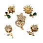 304 Stainless Steel & Glass Fidget Spinner Fidget Spinner Pendants, Flower Charms, Ion Plating(IP), Long-Lasting Plated