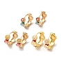Real 18K Gold Plated Brass Flower Hoop Earrings, with Enamel
