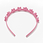 Plastic Hair Bands, with Rhinestones, Flower