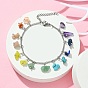 Chakra Theme Natural & Synthetic Mixed Gemstone Nugget Charm Bracelets, with 304 Stainless Steel Curb Chains