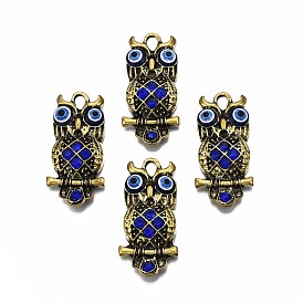 Alloy Pendants, with Resin and Rhinestone, Cadmium Free & Lead Free, Owl