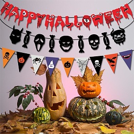  Happy halloween pull flag festival banner halloween hanging decoration party supplies ghost face pull flag