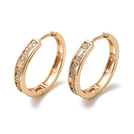 Brass Micro Pave Cubic Zirconia Hoop Earrings for Women, Hollow Arch