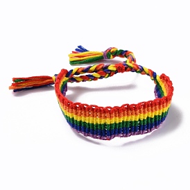 Bracelet de fierté arc-en-ciel, bracelet cordon tressé homme femme, bracelet réglable en polyester