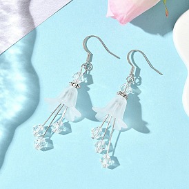 Латунь болтаться серьги, со стеклянными и акриловыми подвесками, цветок