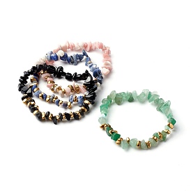 Natural & Synthetic Mixed Gemstone Chip Beads Stretch Bracelets