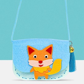 Handmade Non-woven Fabric Animal Change Wallet Set, with Alloy and Plastic Findings, Polyester Wire, Diy Crafts for Children, Fox