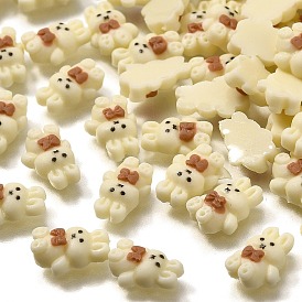 Кабошоны из светящейся непрозрачной смолы, кролик с бантиком, с эмалью, светится в темноте