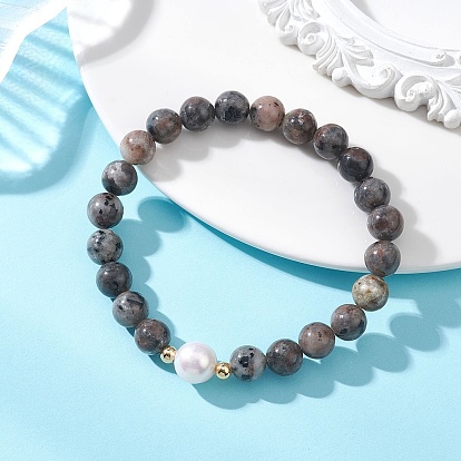 Эластичные браслеты для женщин с натуральными драгоценными камнями и культивированным пресноводным жемчугом, выполненные из круглых бусин.
