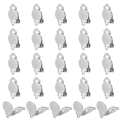 80шт. 304 фурнитура для сережек-клипс из нержавеющей стали, клипсы на подушечки для сережек, плоско-круглые