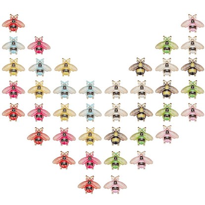 Transparent Acrylic Pendants, with Plated Bottom, Bees